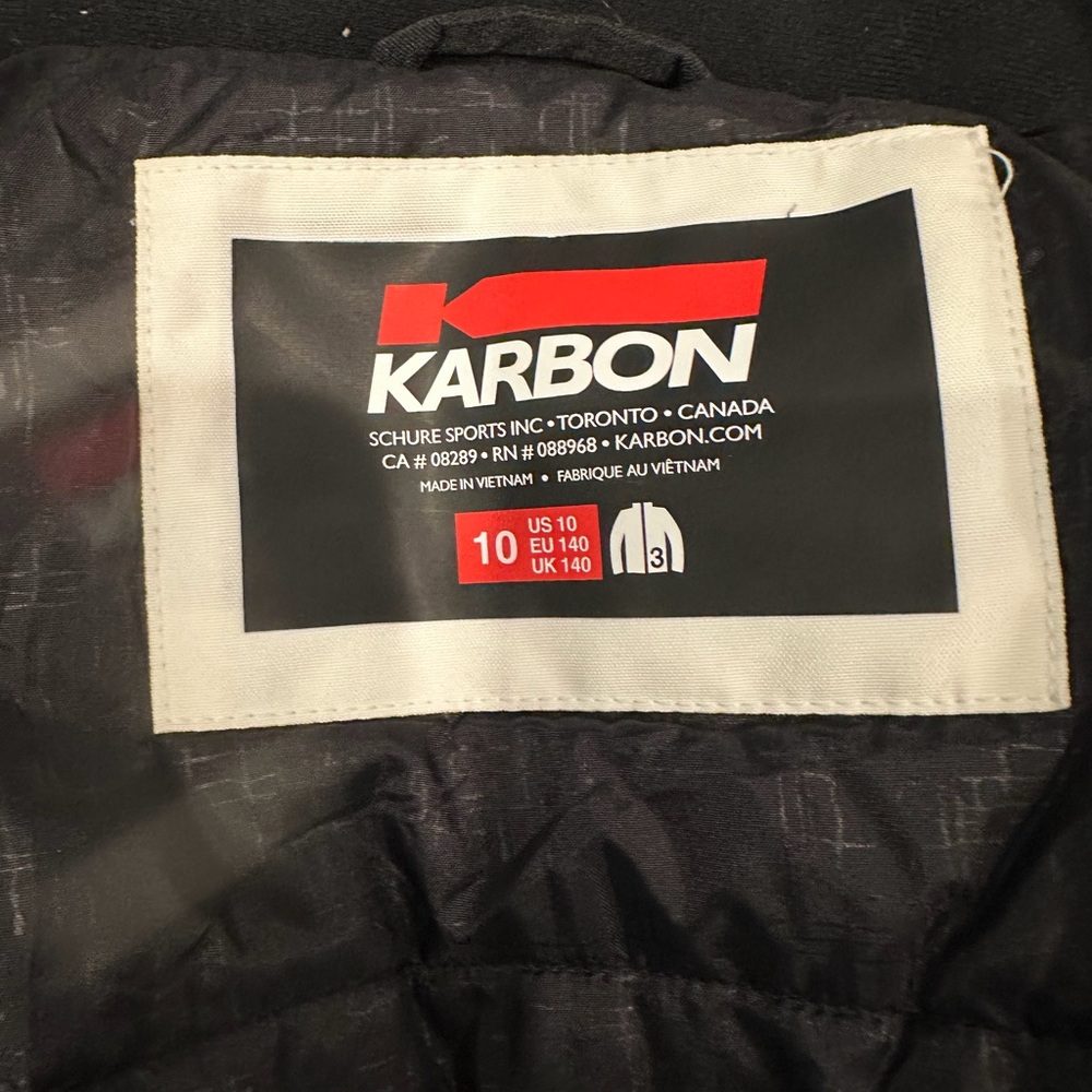 KARBON BLUE AND WHITE SKI JACKET GIRLS YOUTH SIZE 10 PRISTINE CONDITION - Picture 7 of 8